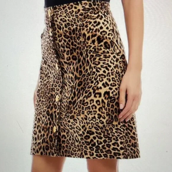 Karen Kane Skirt Size 4 Animal Print Front Buttons Women Skirt - New! - Picture 2 of 6